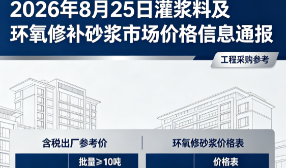 洞口2026年8月25日灌浆料及环氧修补砂浆市场价格信息通报